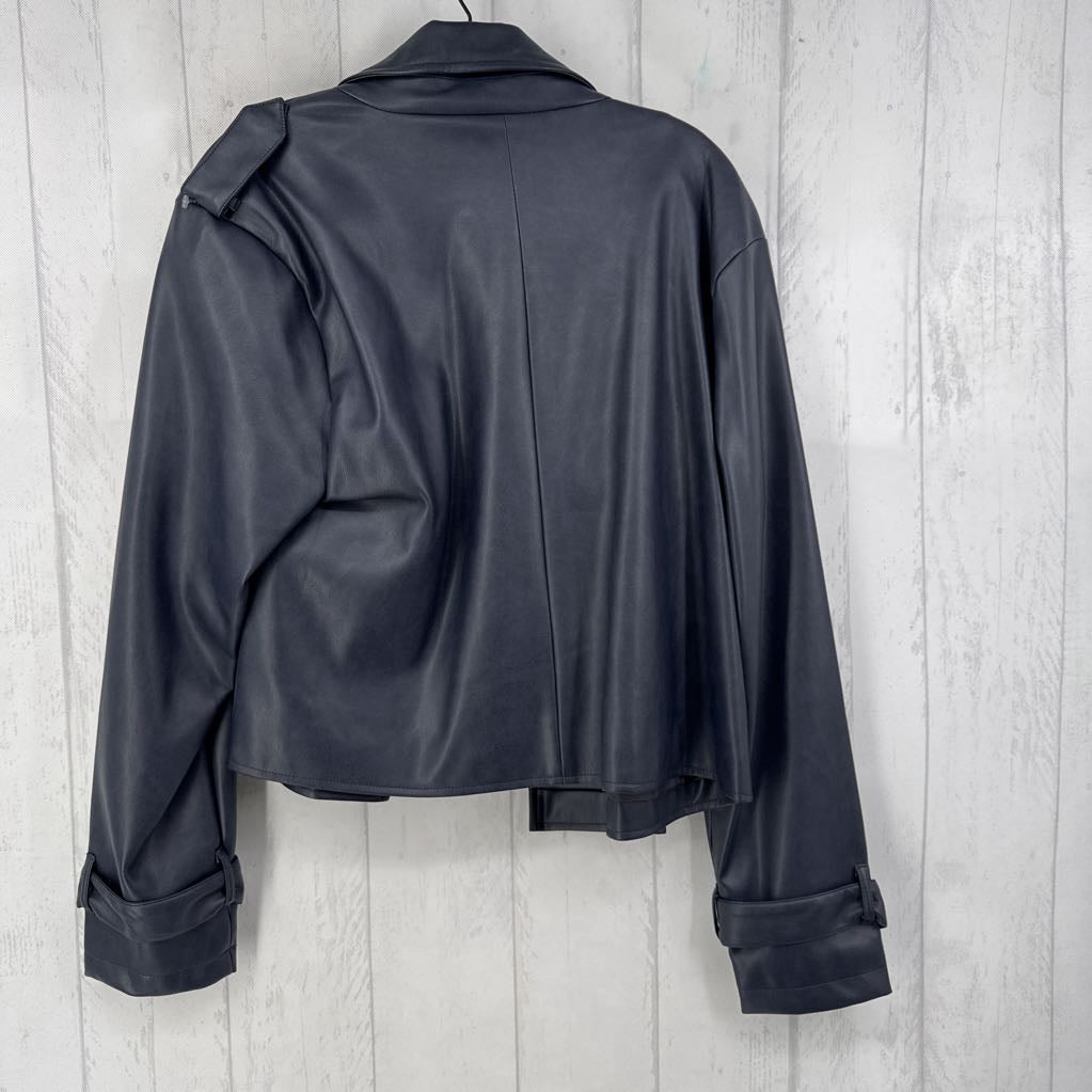 L faux leather crop jacket