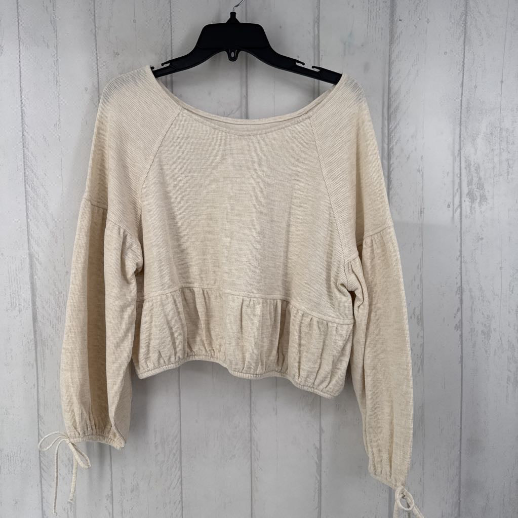M ribbed bow slv top
