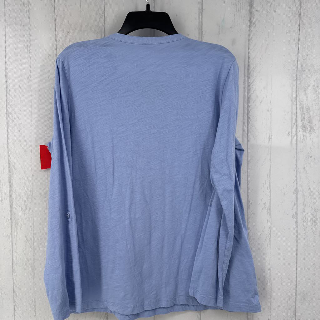 L smocked button front l/s top