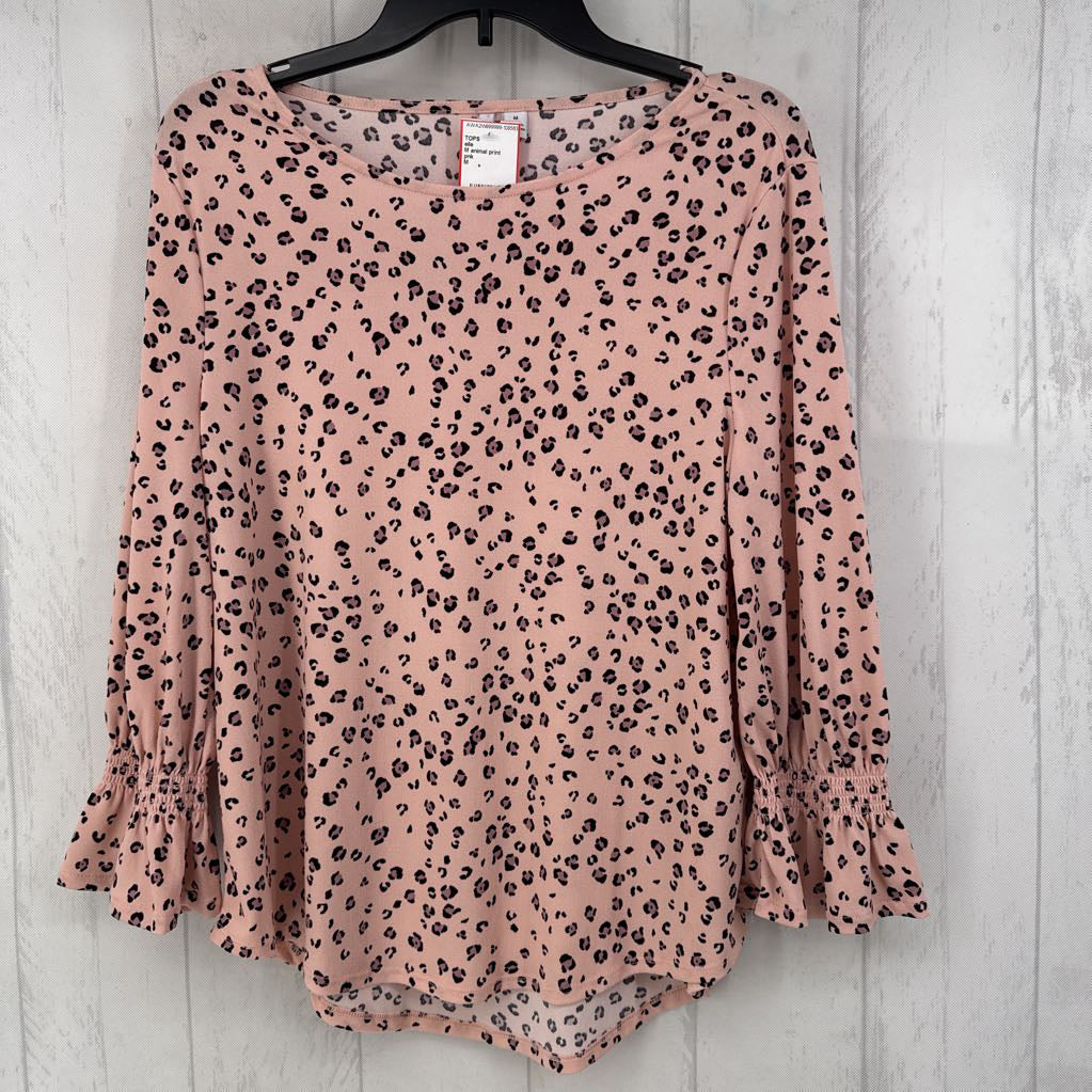 M animal print flutter slv top