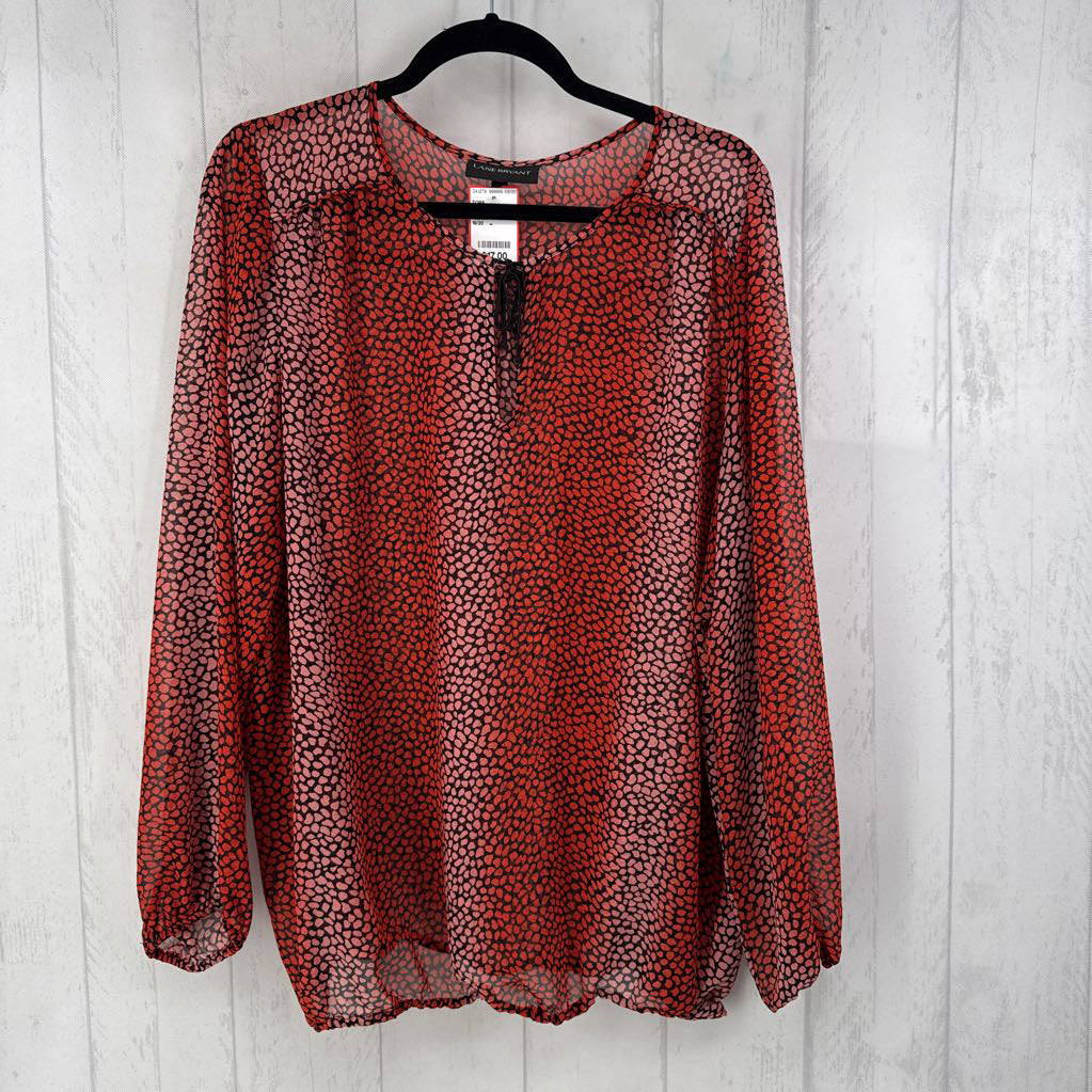 18/20 printed bow front l/s top