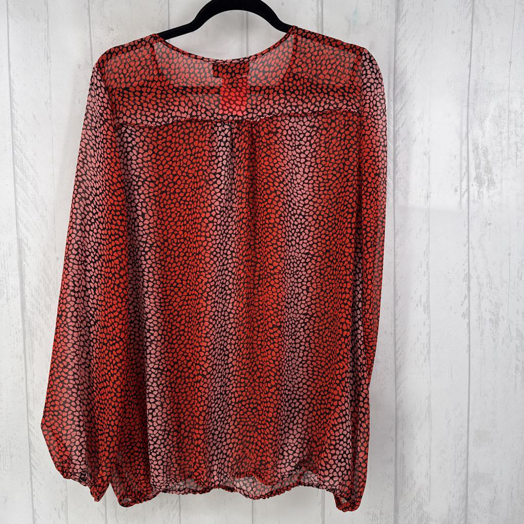 18/20 printed bow front l/s top