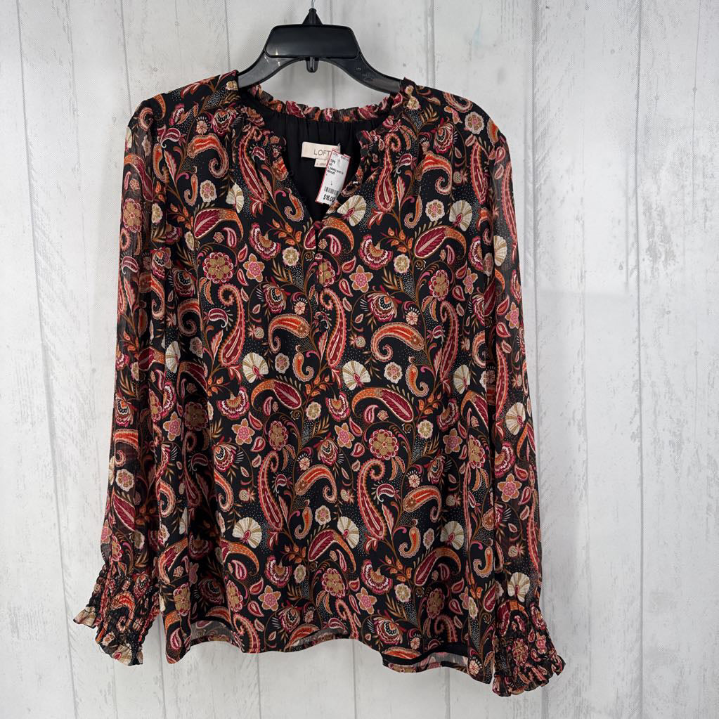 L paisley print l/s top