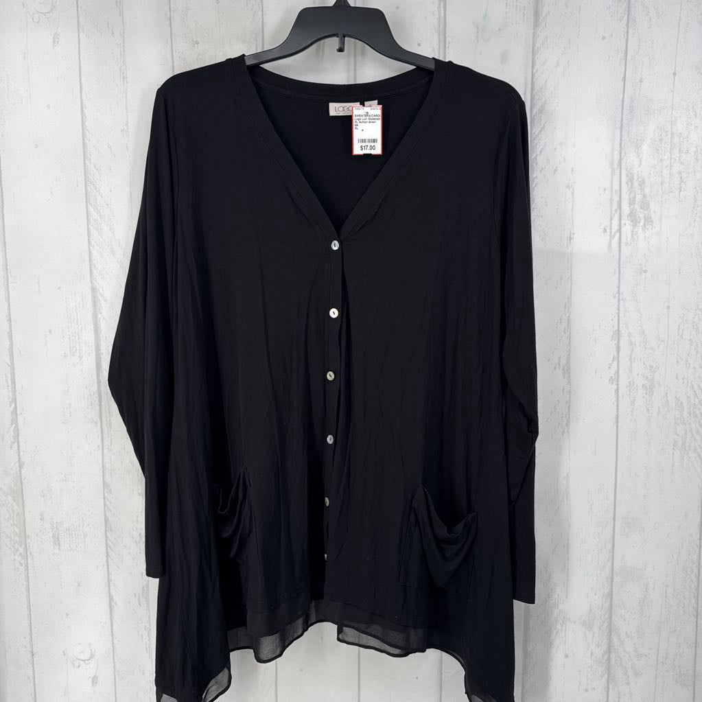 XL button down layered hem cardi