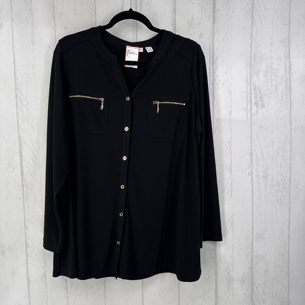 1X button down l/s top