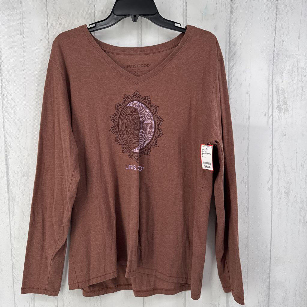 XL v-neck graphic l/s tee-medallion