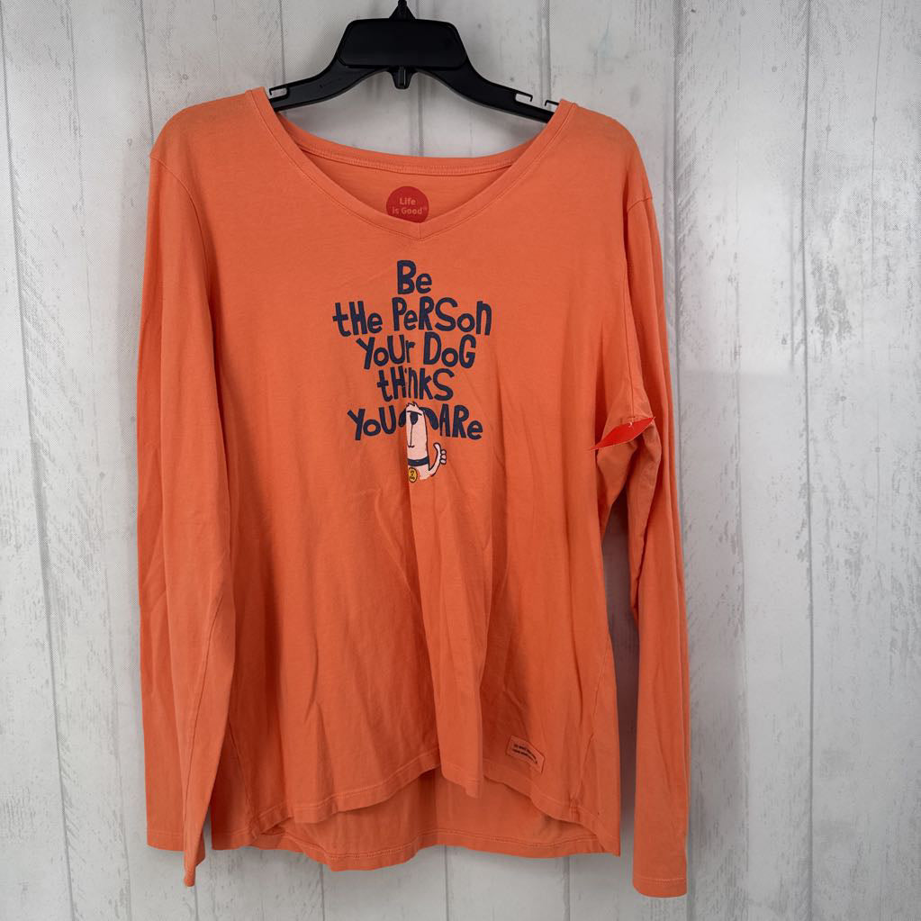 L v-neck graphic l/s tee-be the person...