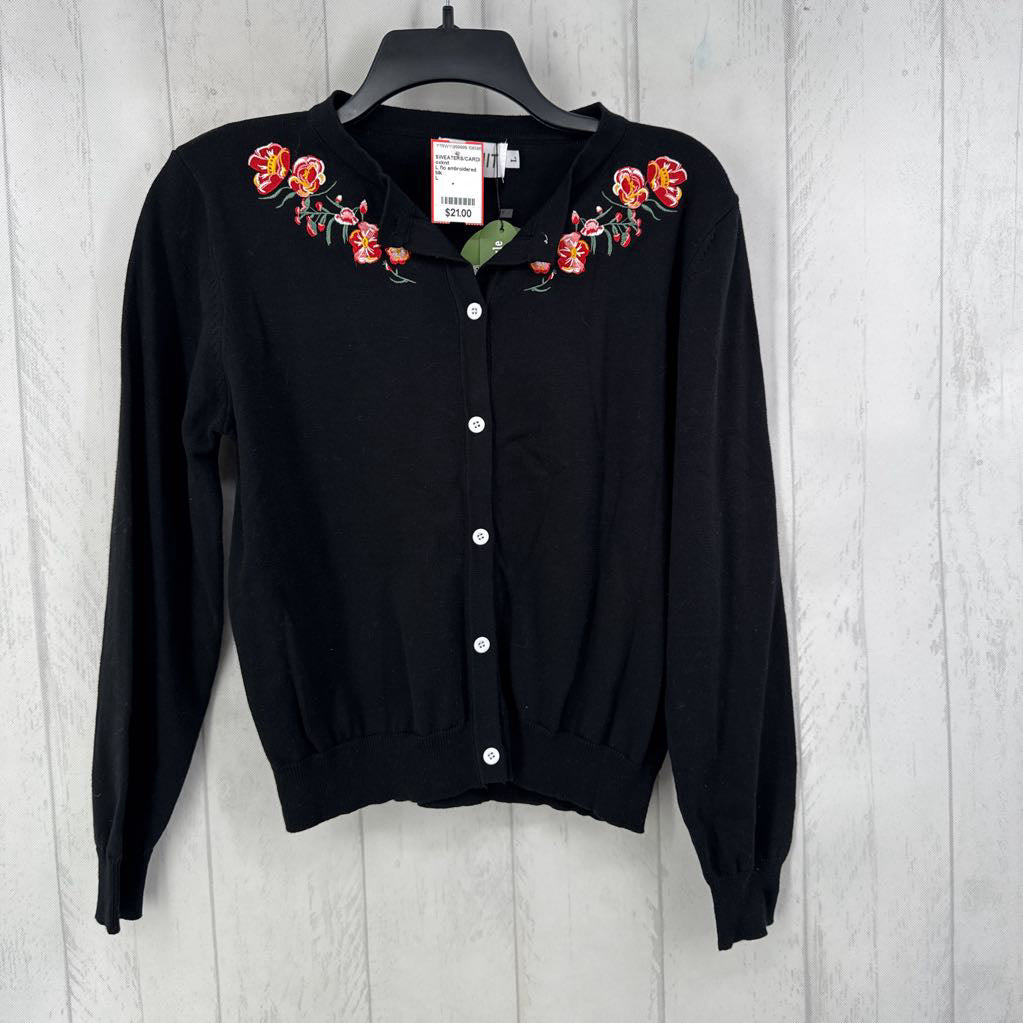 L flo embroidered trim cardi