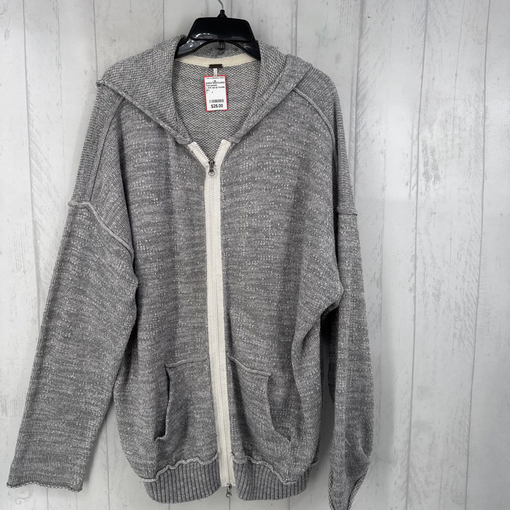 L knit zip-up hoodie
