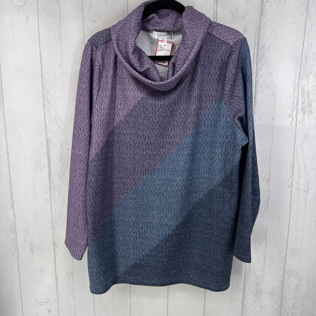 1X colorblock cowl neck l/s top