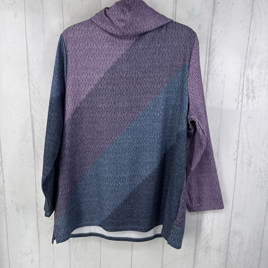 1X colorblock cowl neck l/s top