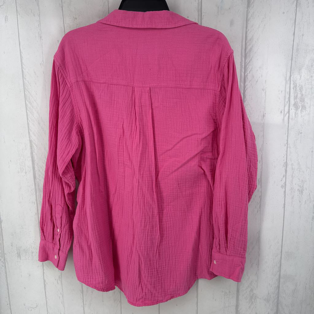 M gauzy button down l/s top