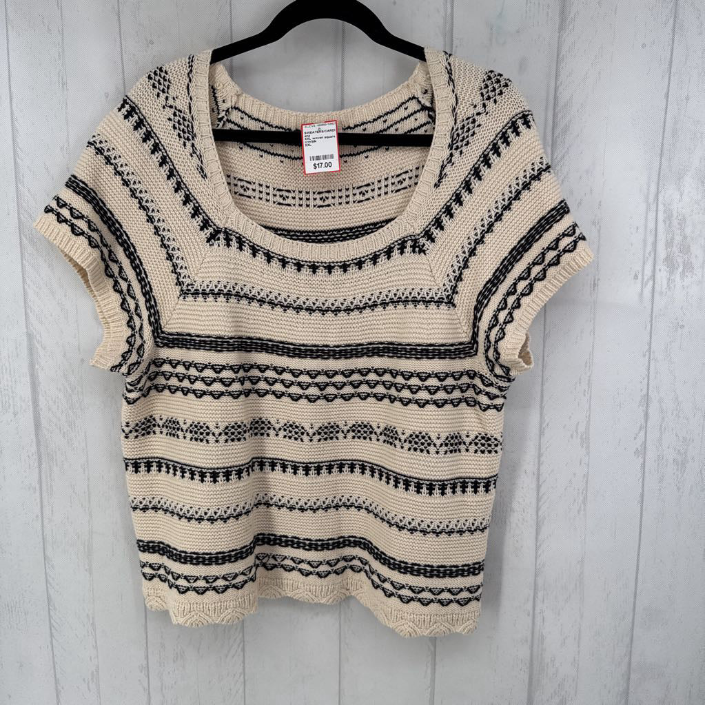 XXL woven square neckline s/s sweater