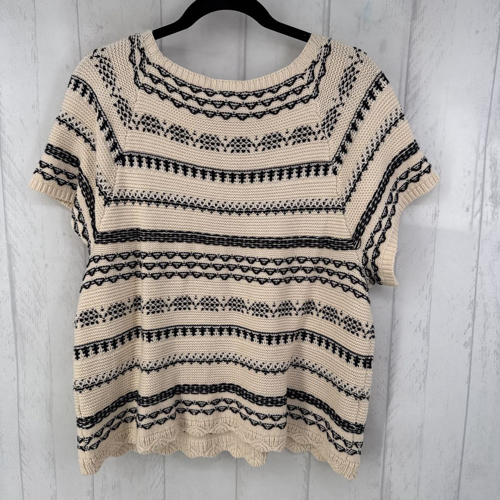 XXL woven square neckline s/s sweater