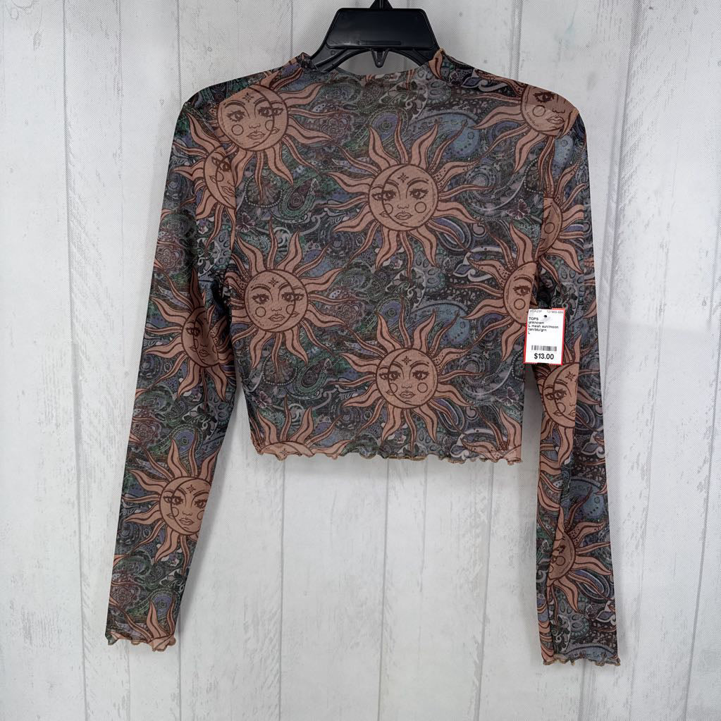 L mesh sun/moon print l/s top