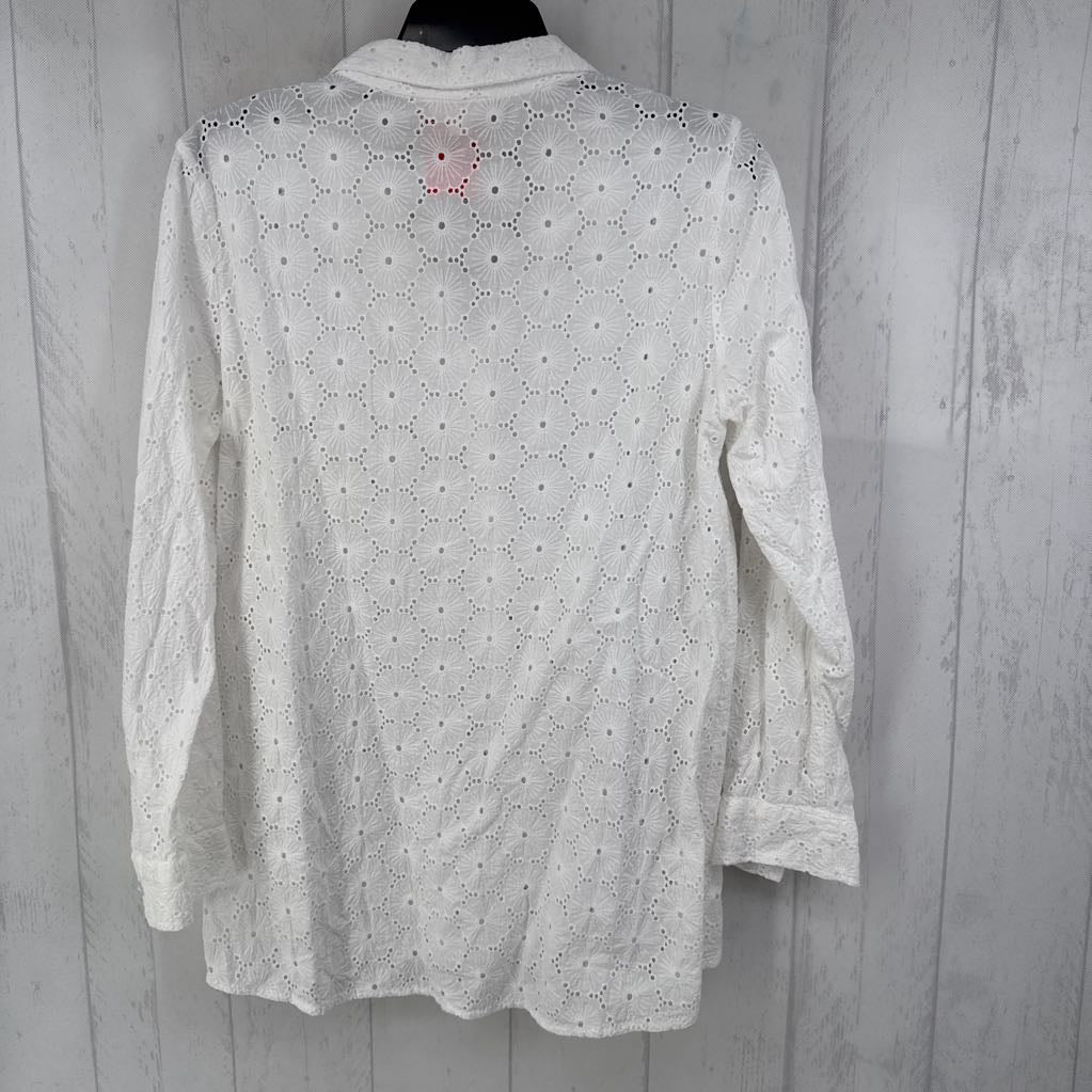 S eyelet button down l/s top