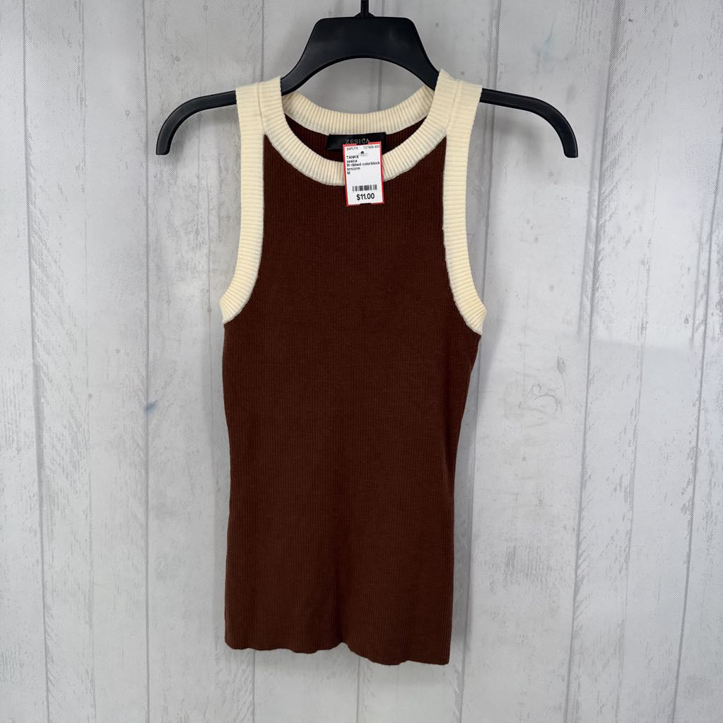 M ribbed colorblock tank