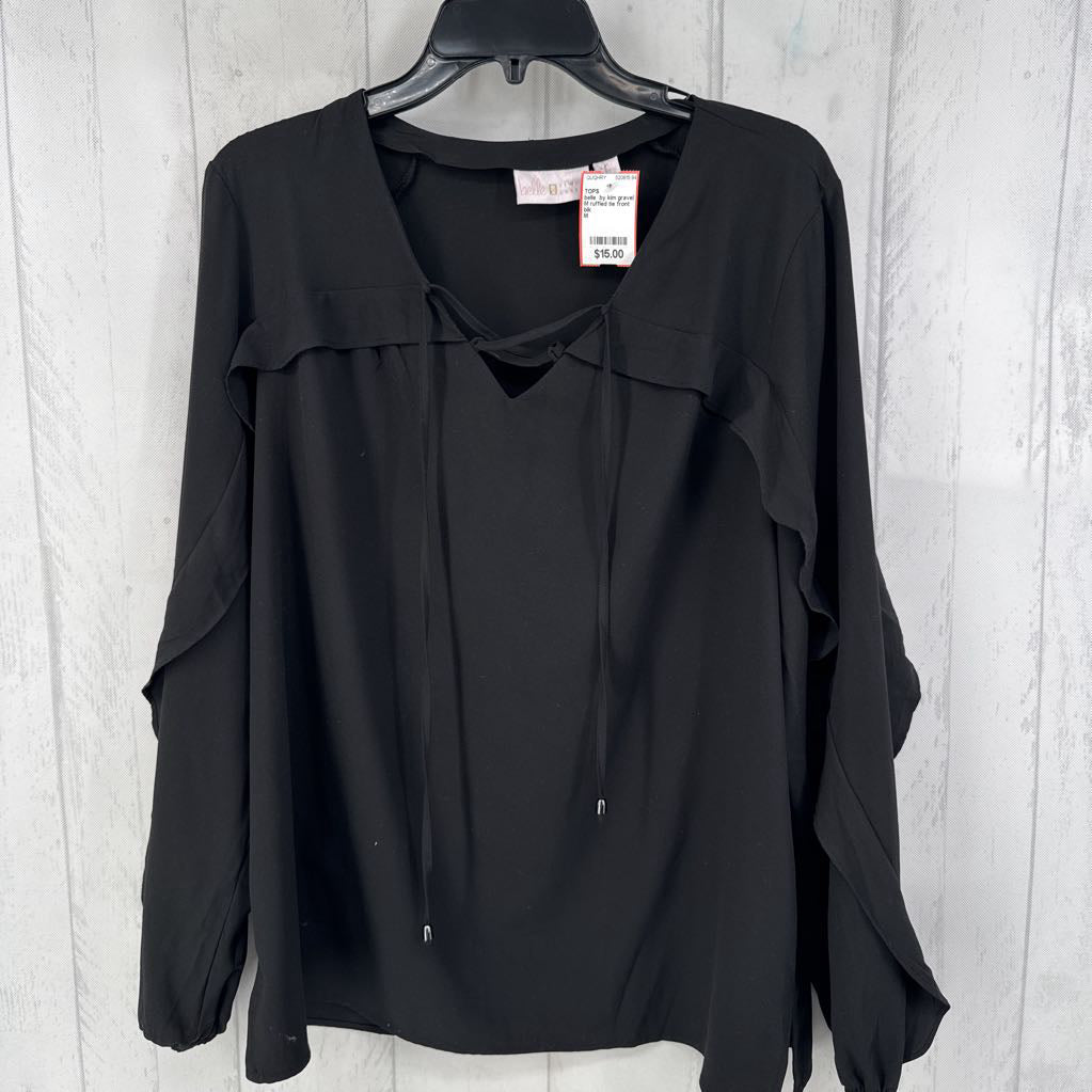M ruffled tie front l/s top