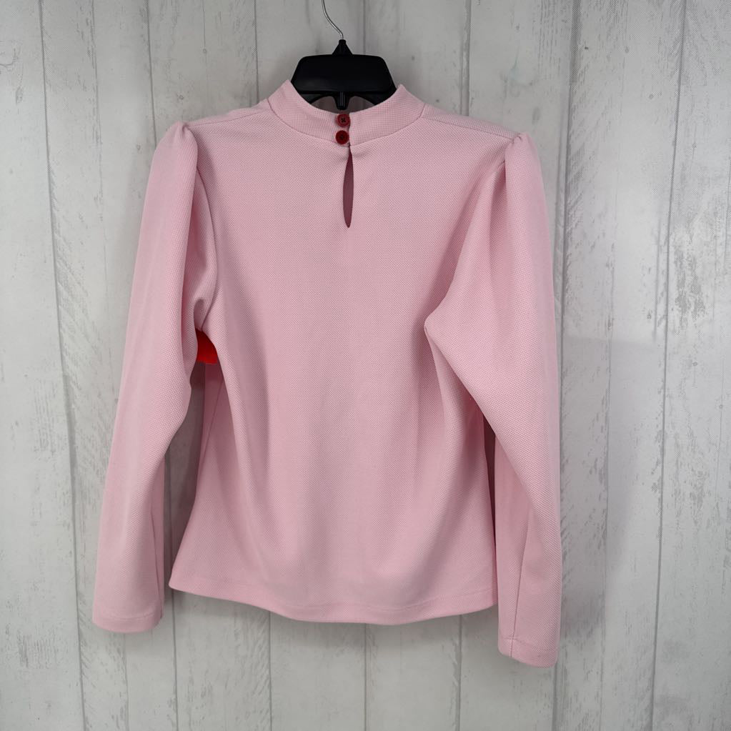 S waffle-knit mock neck l/s golf top