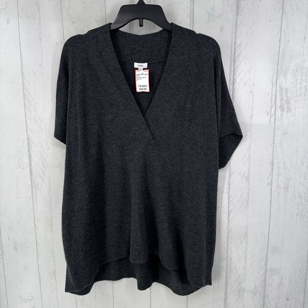 S v-neck cap slv sweater