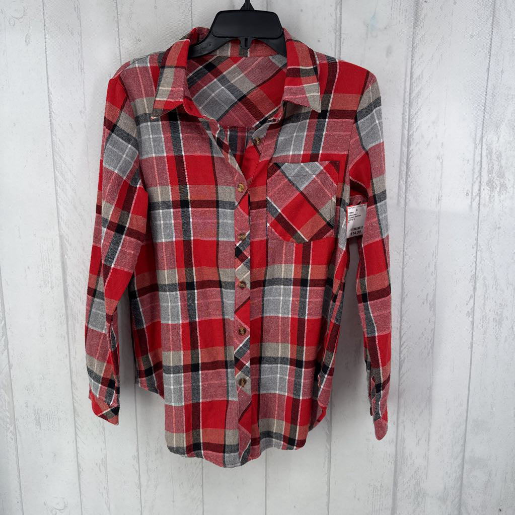 S plaid button down l/s top