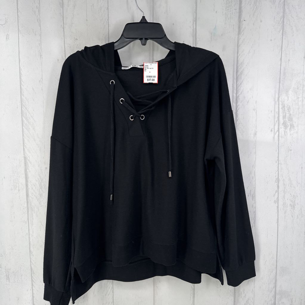 XL lace up l/s pullover