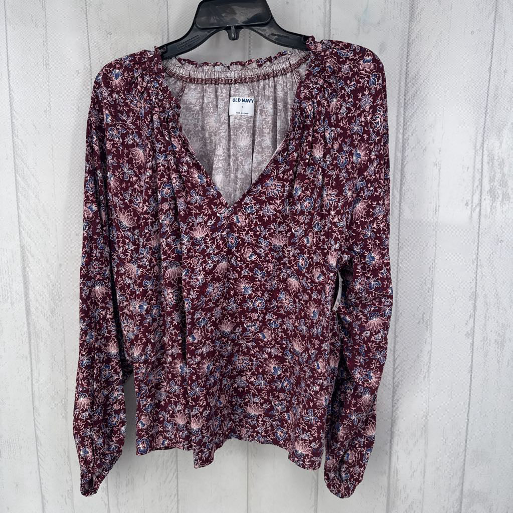R40 L flo print v-neck l/s top