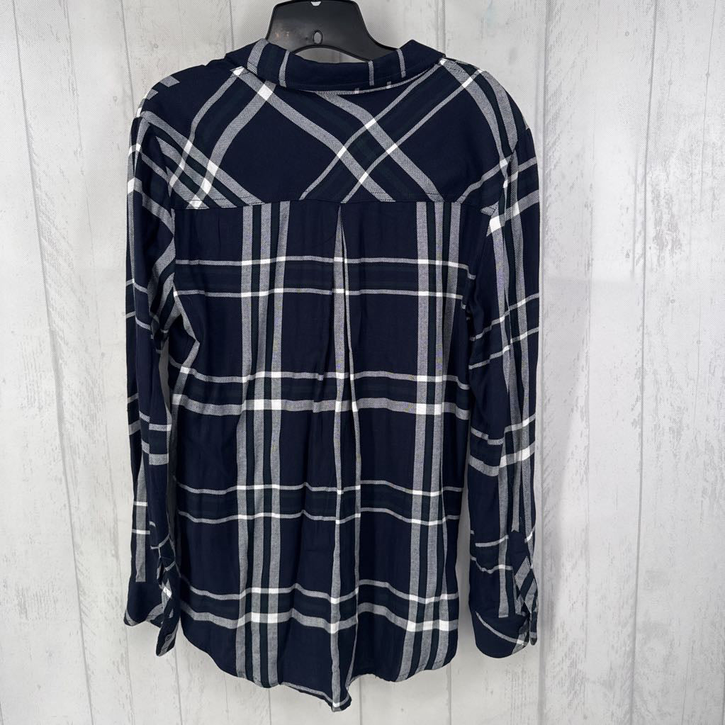 M plaid button down l/s top