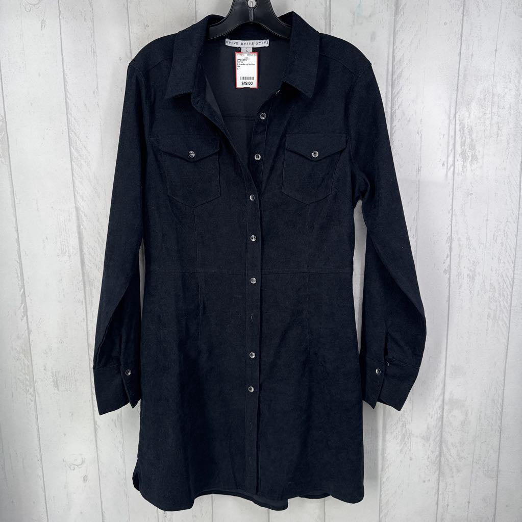 L corduroy button down l/s dress
