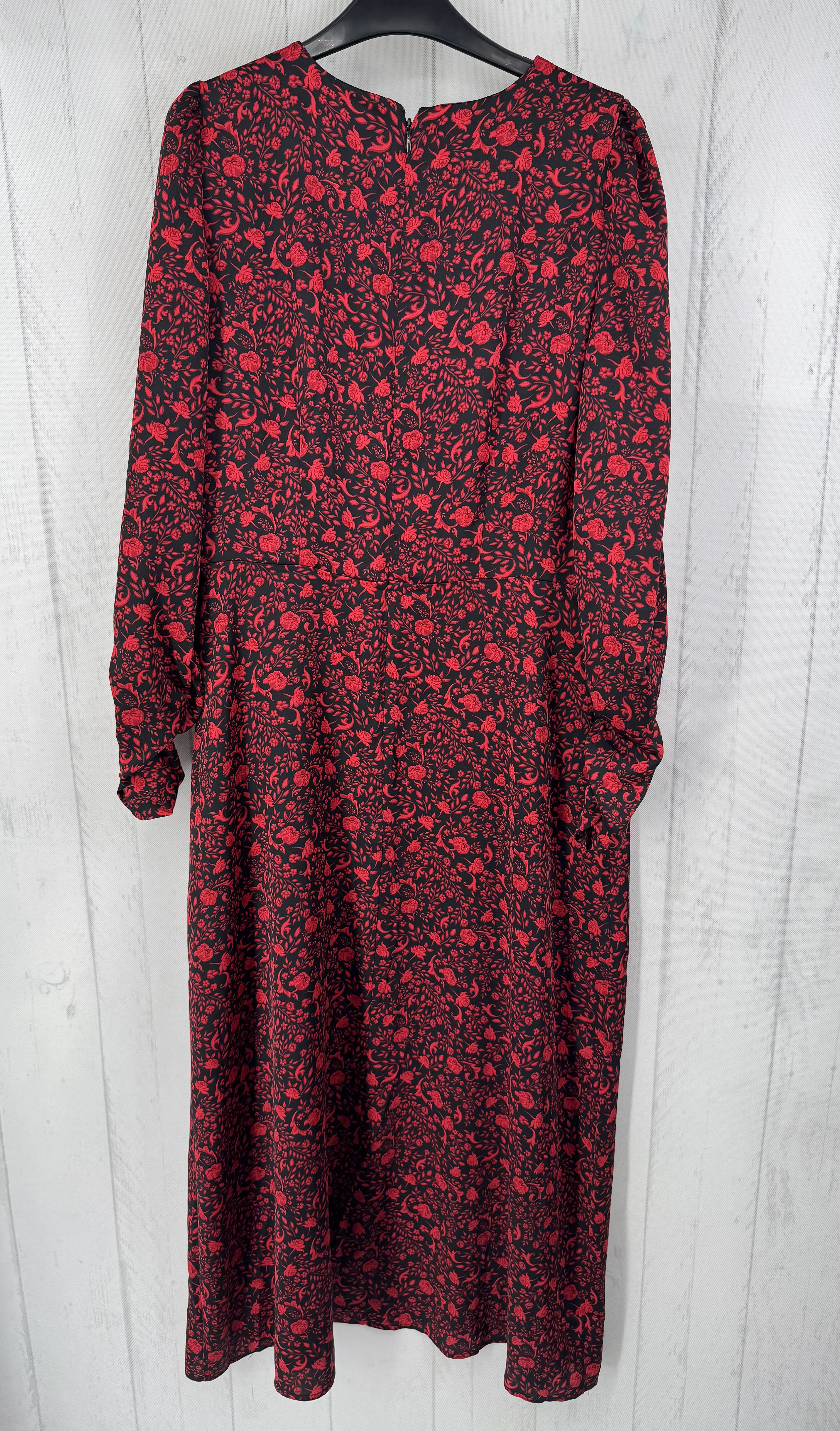 L flo print ruched slv dress