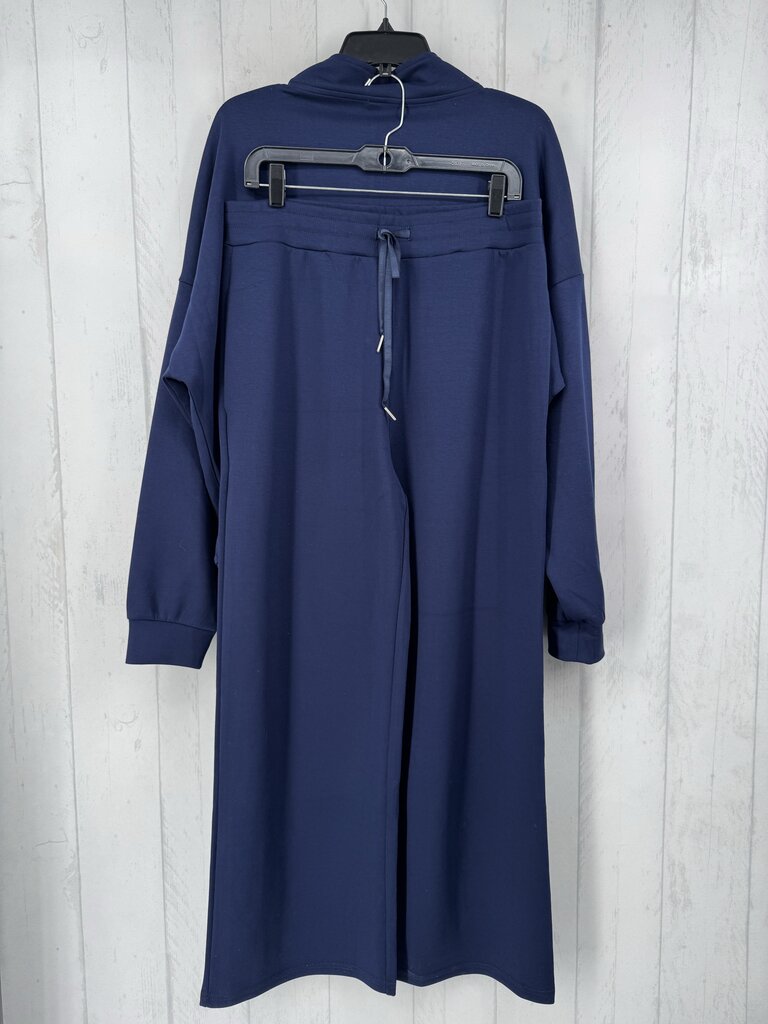 L 2Pc quarter zip pullover & wide leg pant