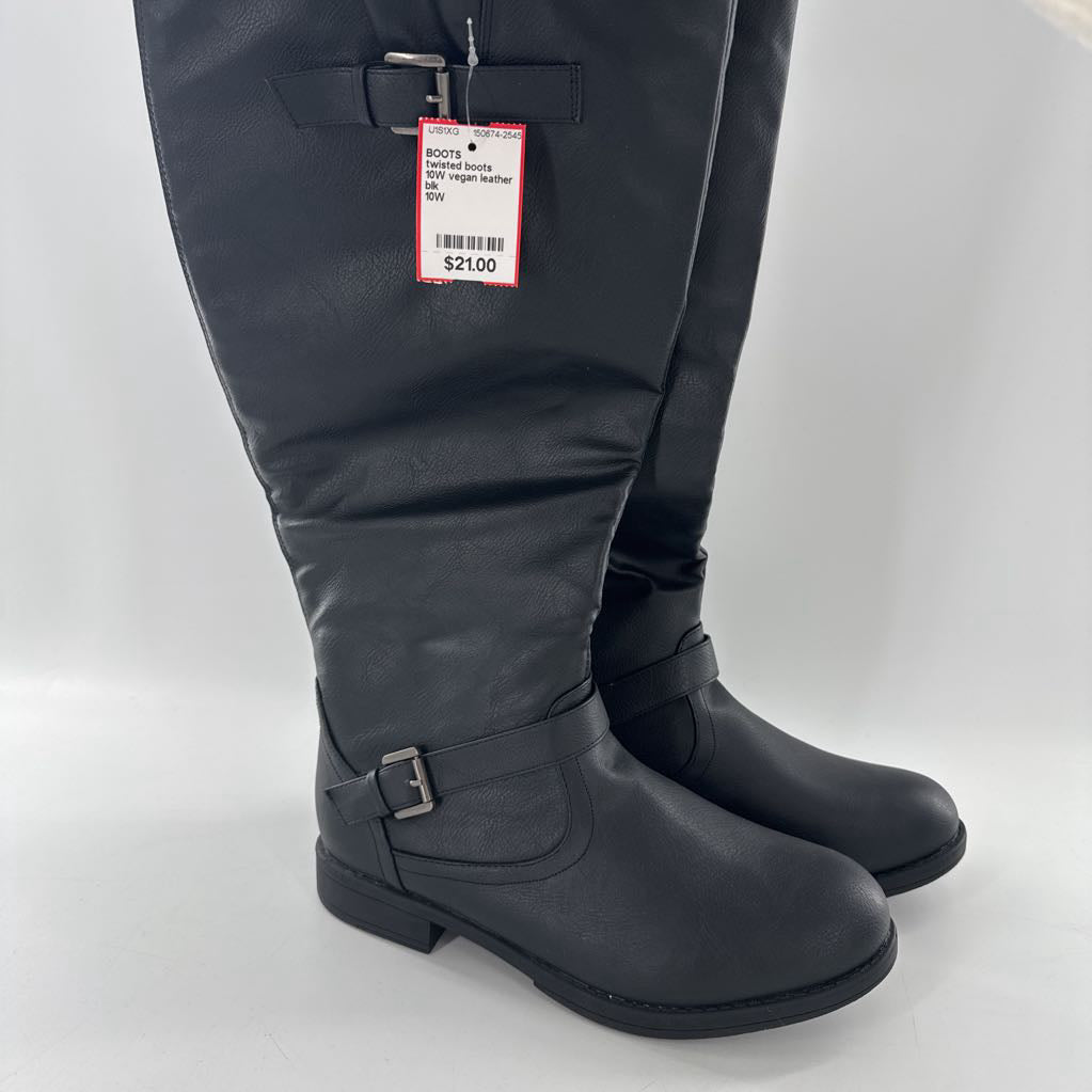 10W vegan leather tall boots