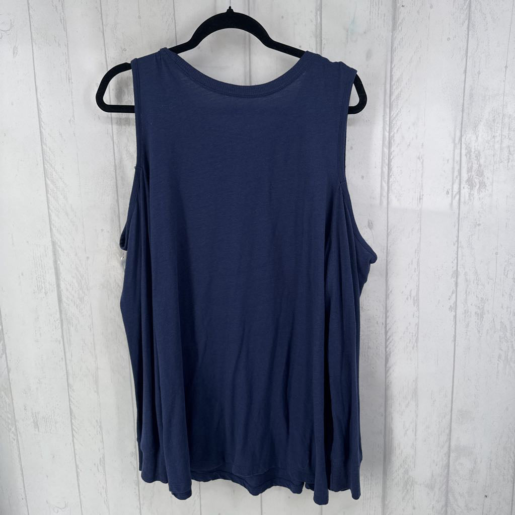 3X floral graphic cold shoulder top