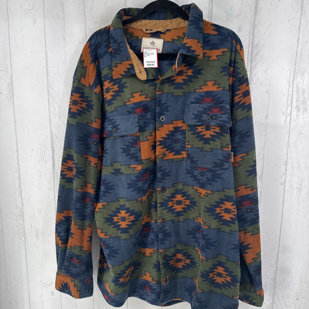 2XL aztec print fleece shacket