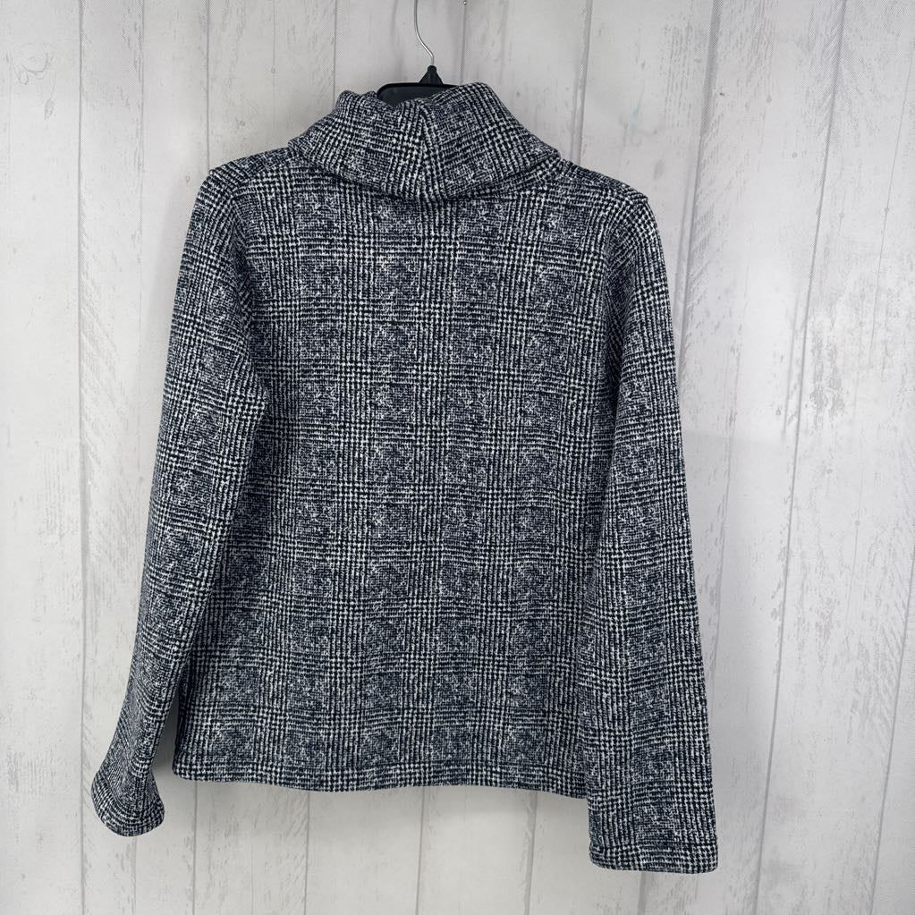 M plaid fleece cowl neck sweater