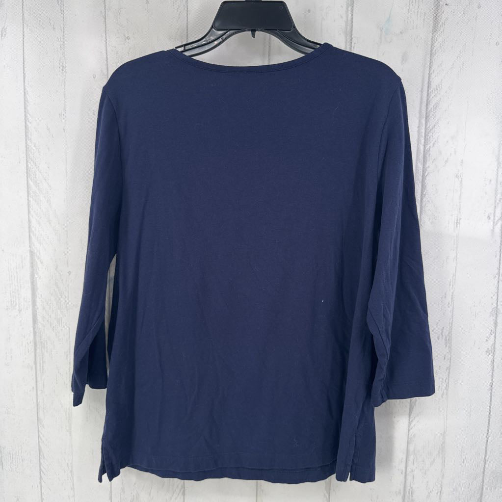 M flo embroidered 3/4 slv top