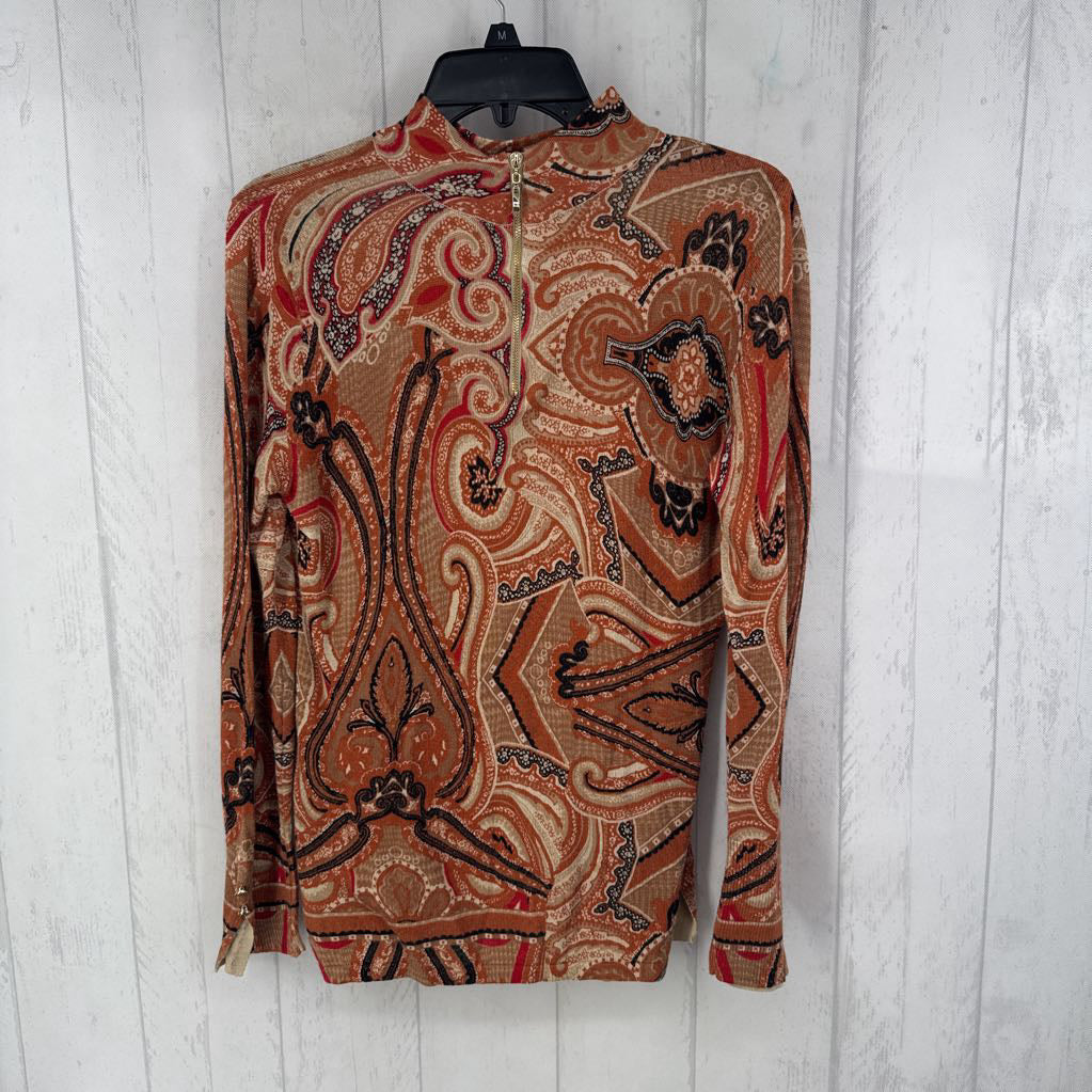 M paisley print t-neck l/s top