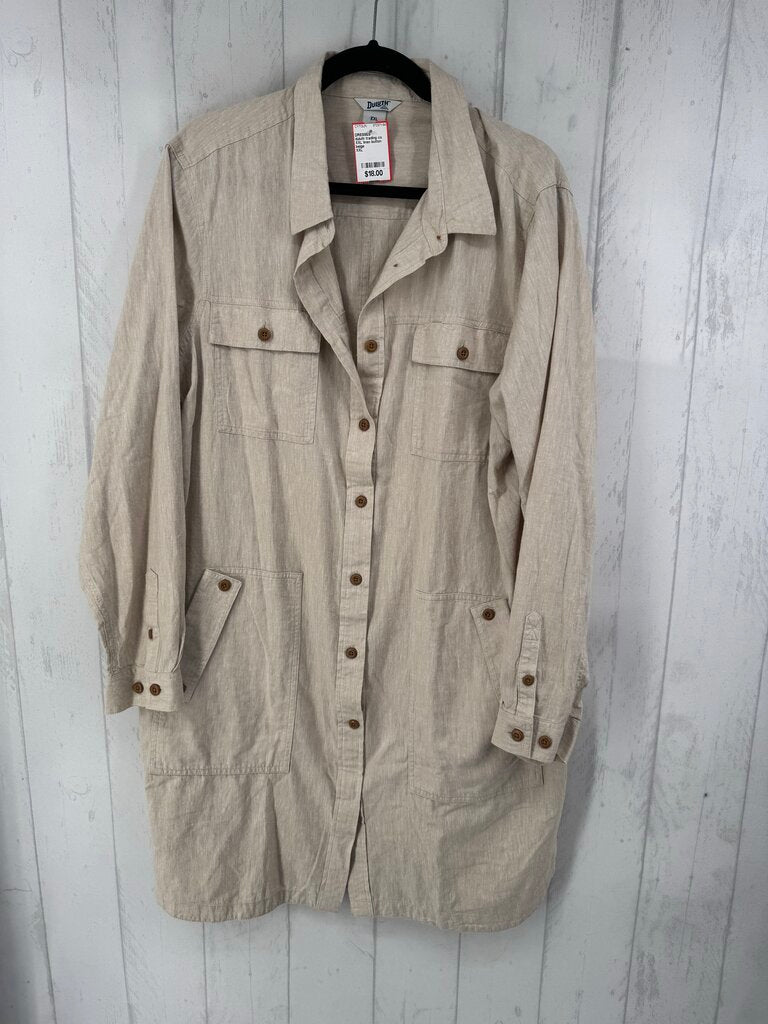 XXL linen button down l/s dress
