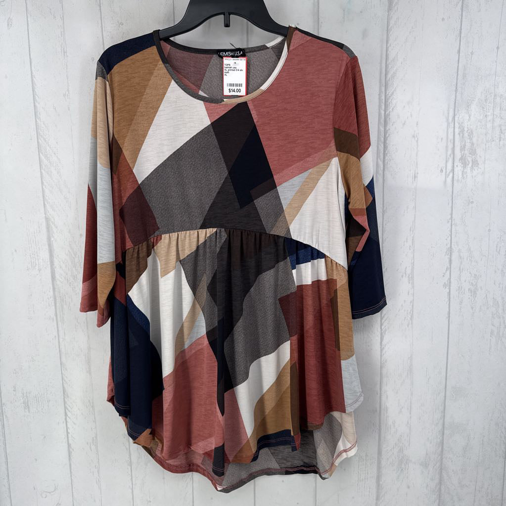 XL printed 3/4 slv top