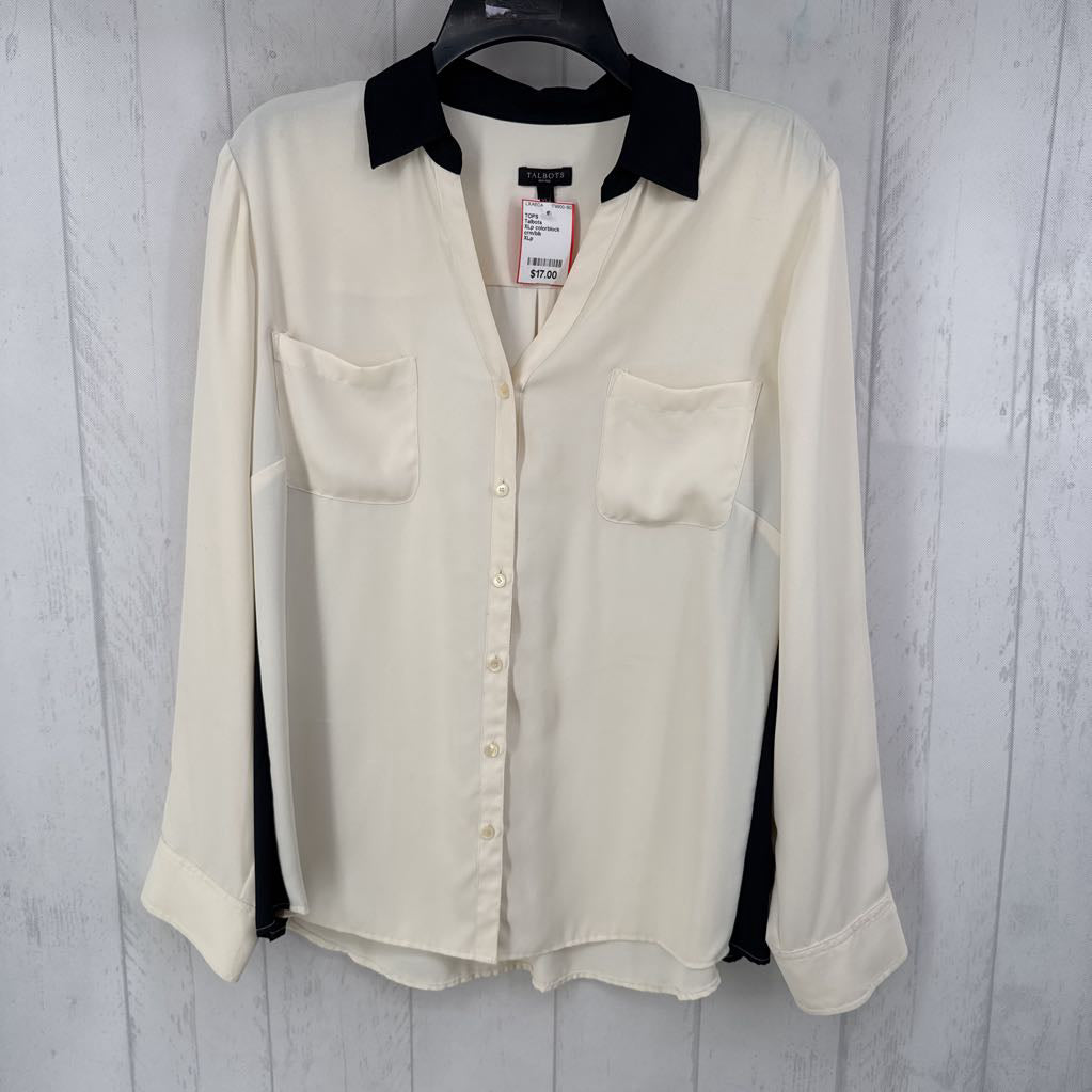 XLp colorblock button down l/s top