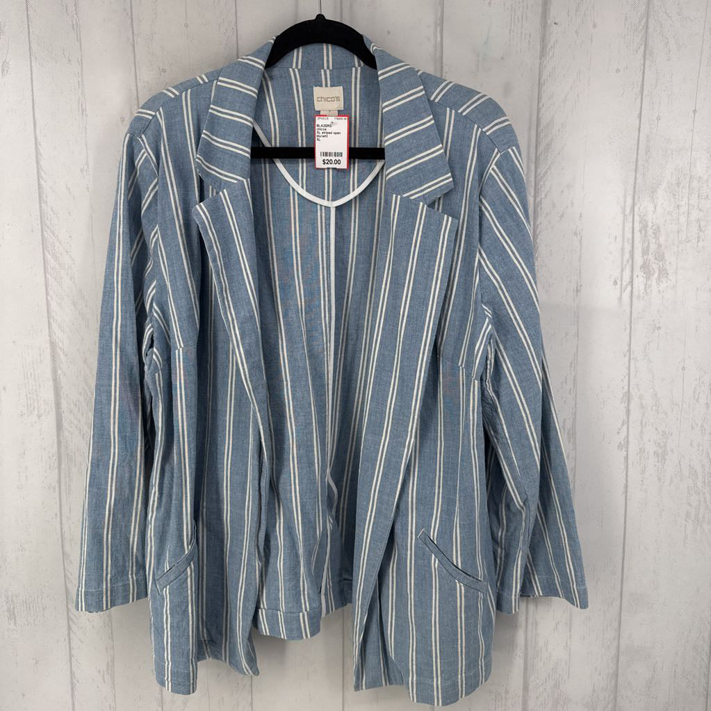 XL striped open front blazer