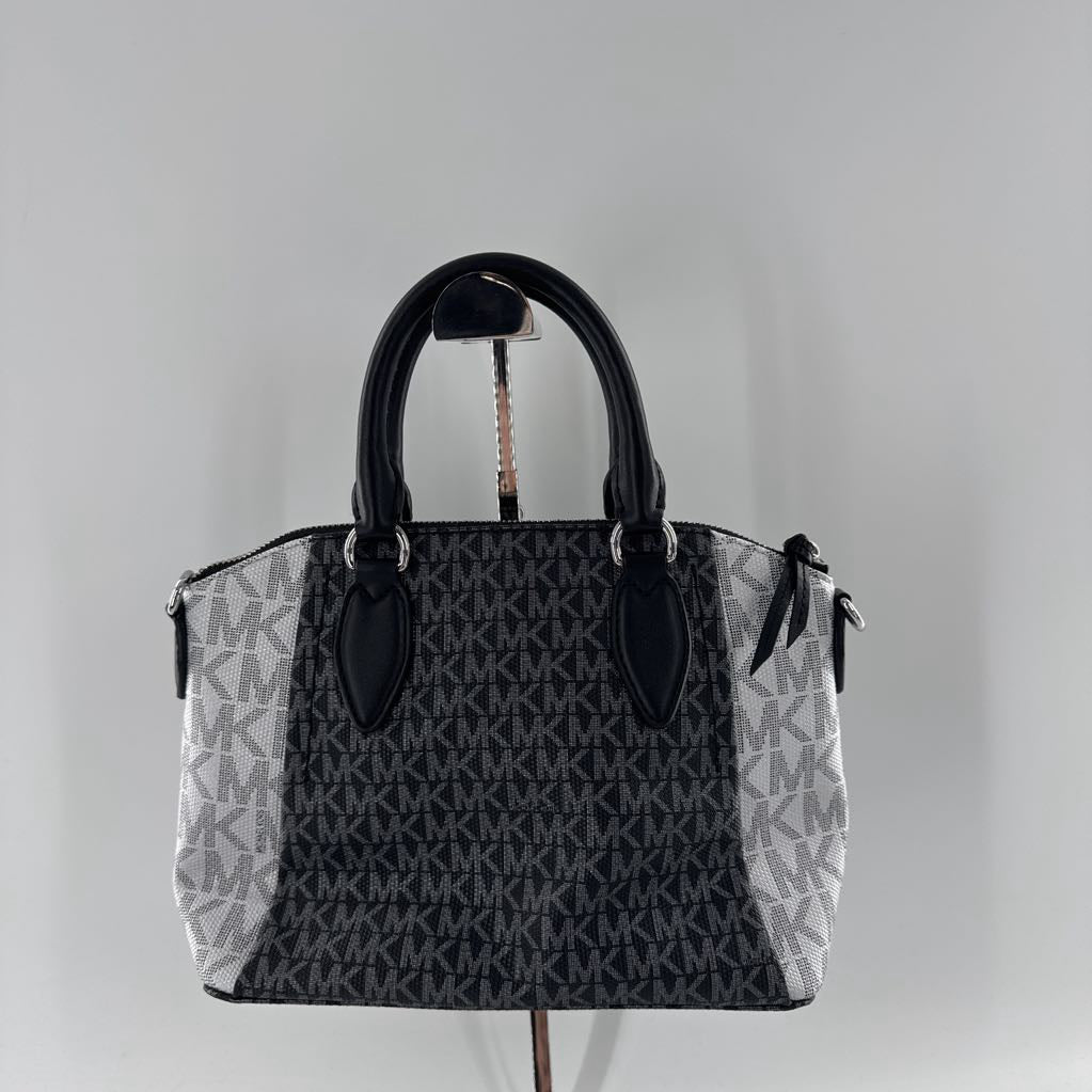 monogram color block satchel