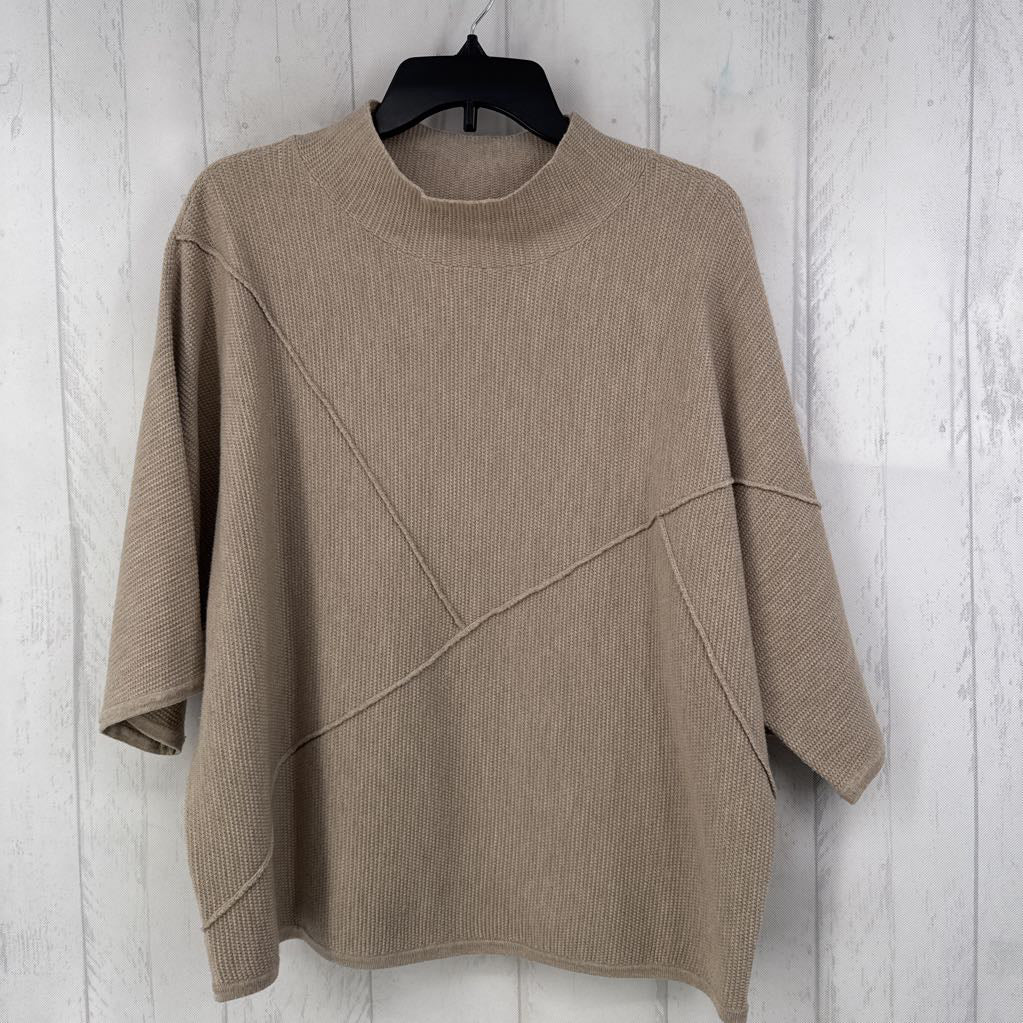 M waffle knit mock neck dolman slv sweater