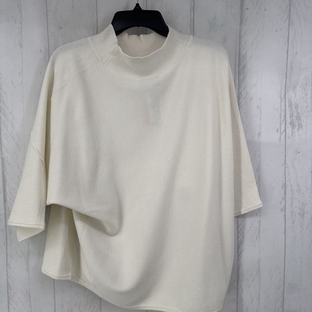 M waffle knit mock neck dolman slv sweater