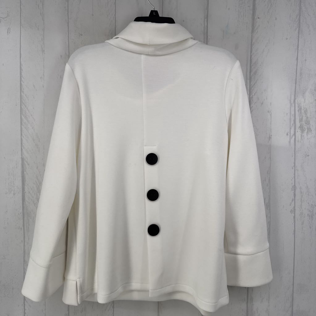 12 cowl neck button back l/s top
