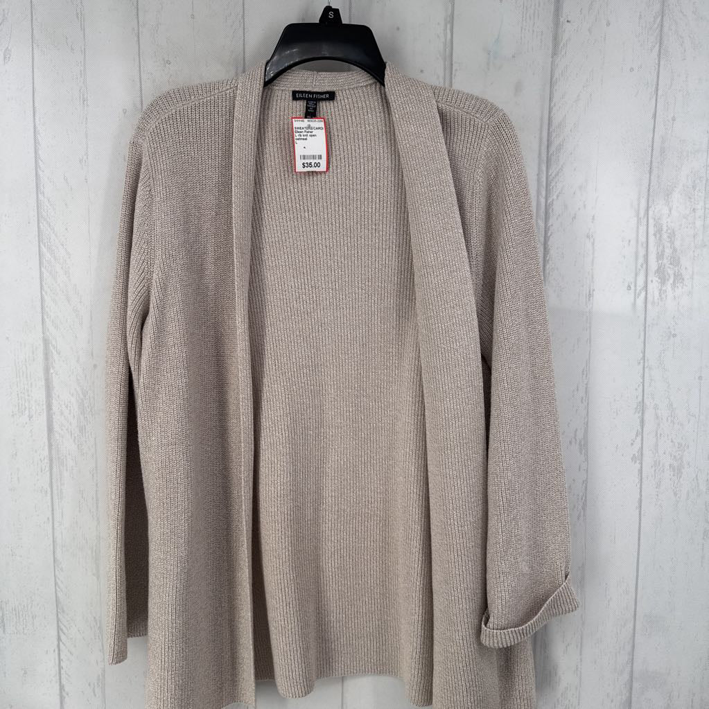 L rib knit open front cardi