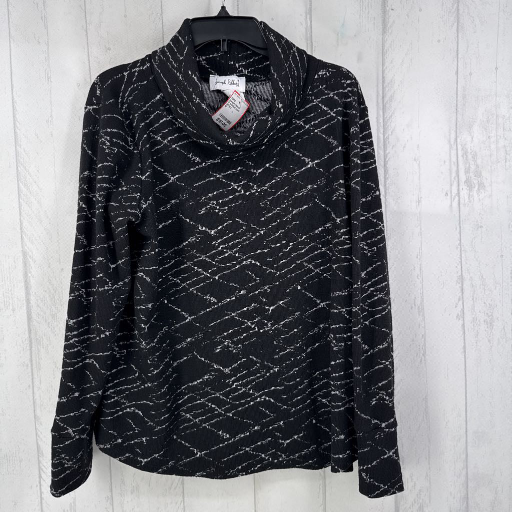 12 printed cowl neck l/s top