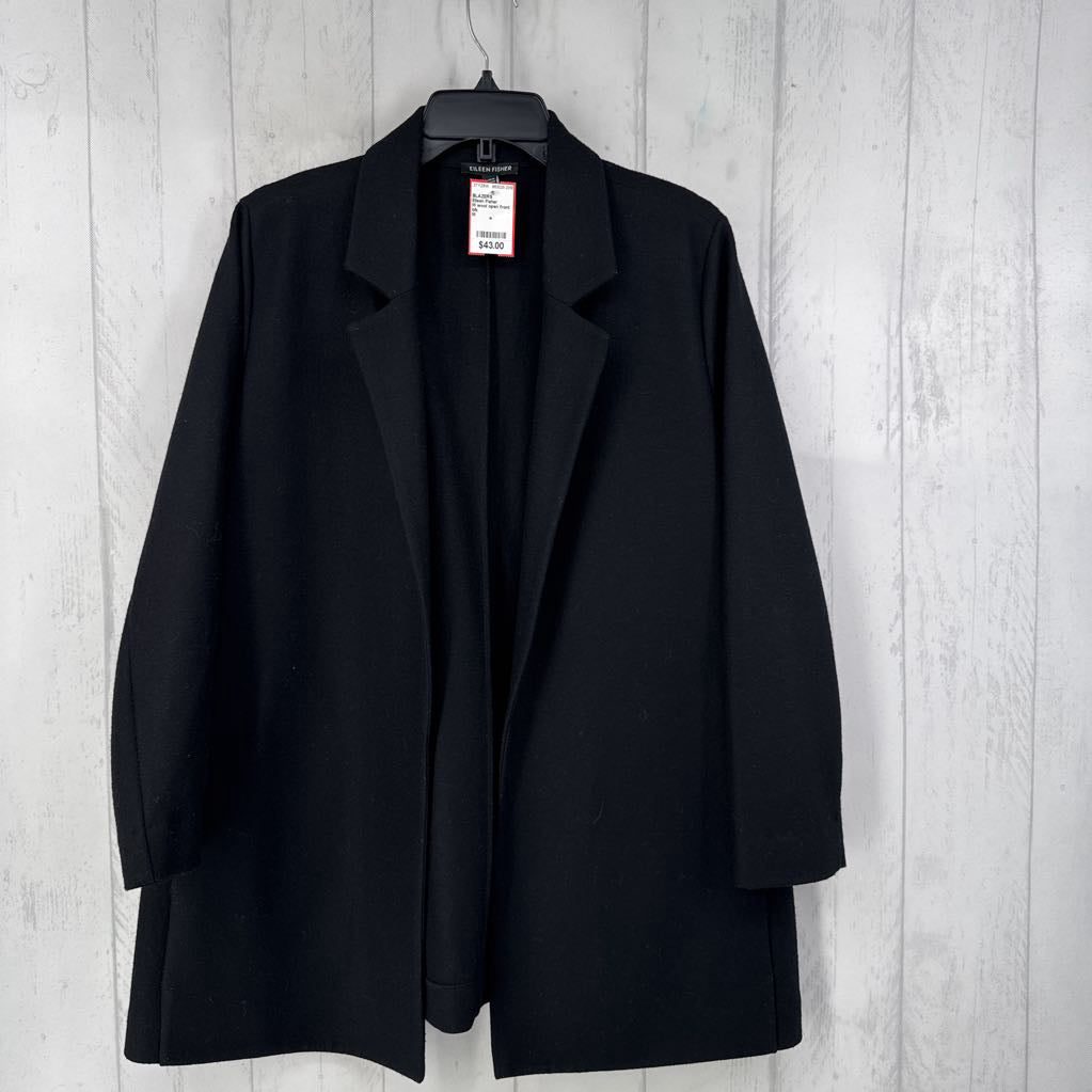 M wool open front blazer