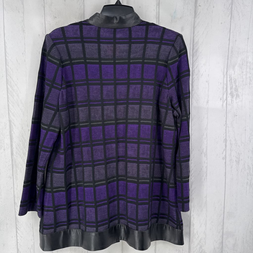 Mp checkered grommet 3/4 slv cardi
