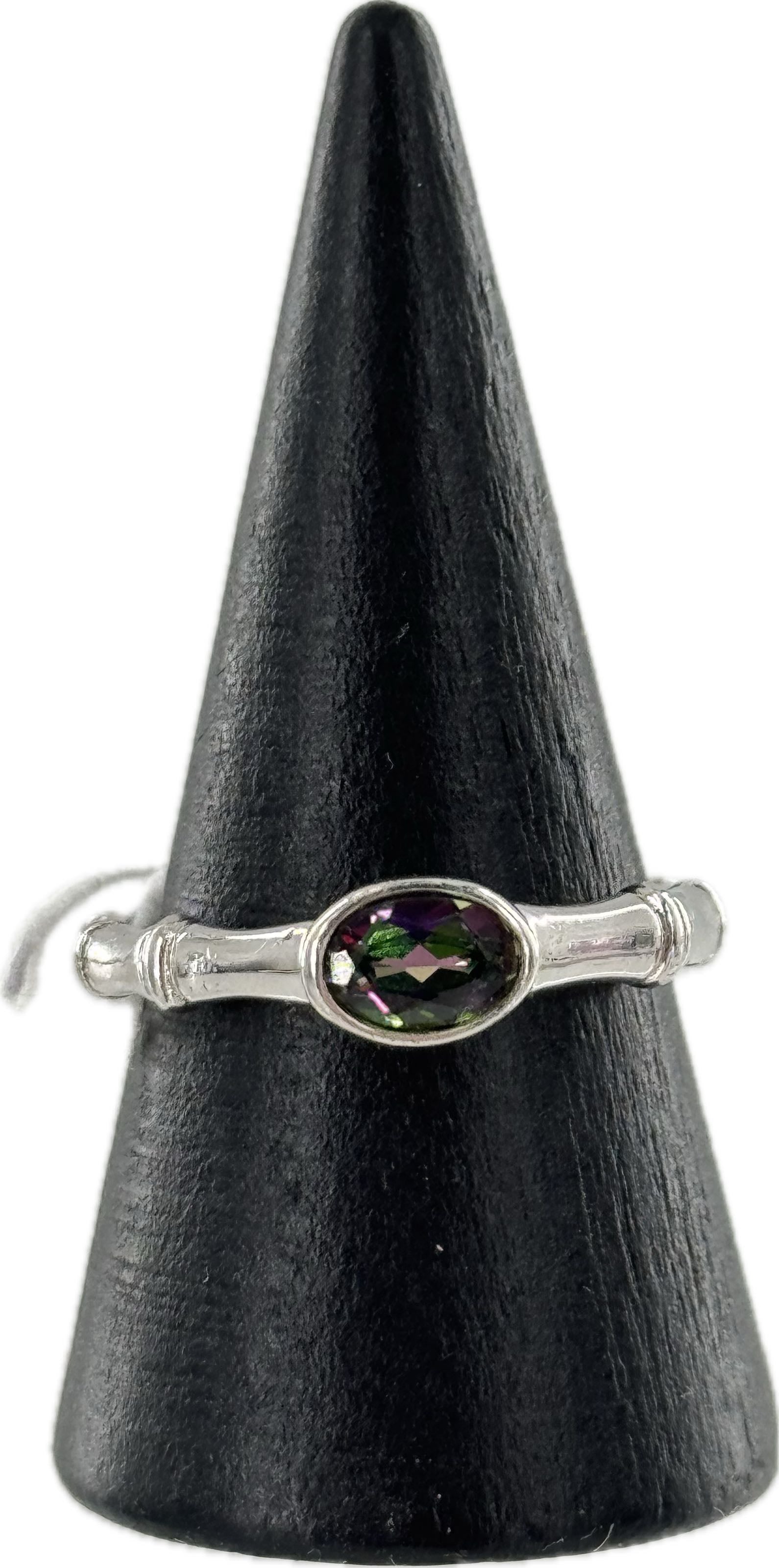 Sz 8 925 silver oval stone ring